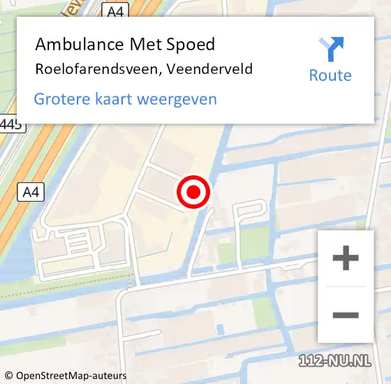 Locatie op kaart van de 112 melding: Ambulance Met Spoed Naar Roelofarendsveen, Veenderveld op 25 april 2024 13:12