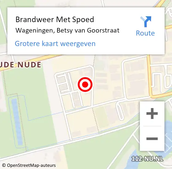 Locatie op kaart van de 112 melding: Brandweer Met Spoed Naar Wageningen, Betsy van Goorstraat op 25 april 2024 13:13