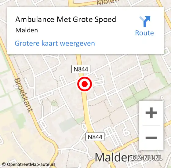 Locatie op kaart van de 112 melding: Ambulance Met Grote Spoed Naar Malden op 25 april 2024 13:25