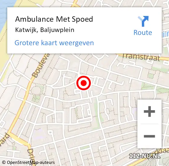 Locatie op kaart van de 112 melding: Ambulance Met Spoed Naar Katwijk, Baljuwplein op 25 april 2024 13:36