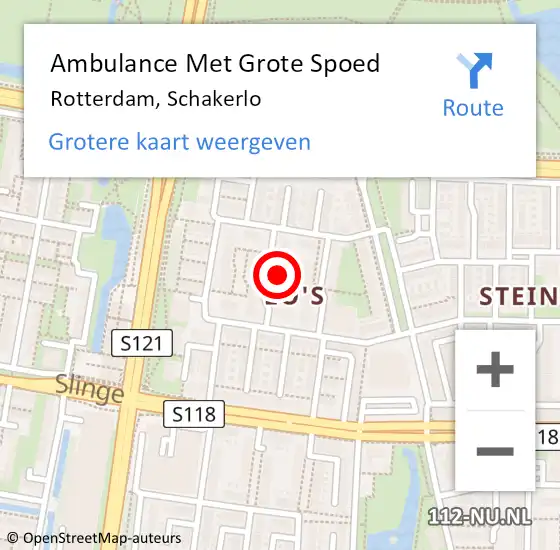 Locatie op kaart van de 112 melding: Ambulance Met Grote Spoed Naar Rotterdam, Schakerlo op 25 april 2024 13:59