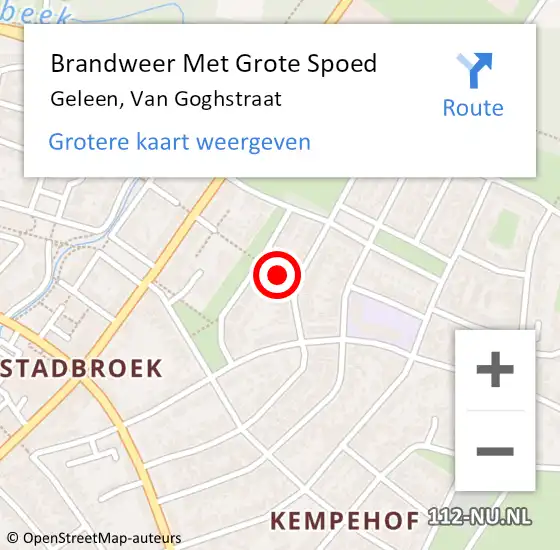 Locatie op kaart van de 112 melding: Brandweer Met Grote Spoed Naar Geleen, Van Goghstraat op 25 april 2024 14:03