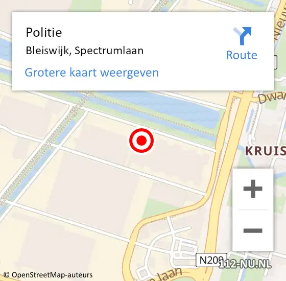 Locatie op kaart van de 112 melding: Politie Bleiswijk, Spectrumlaan op 25 april 2024 14:05