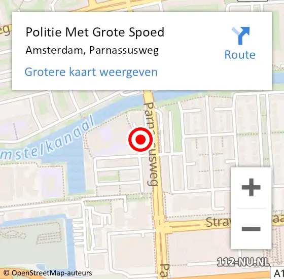 Locatie op kaart van de 112 melding: Politie Met Grote Spoed Naar Amsterdam, Parnassusweg op 25 april 2024 14:07