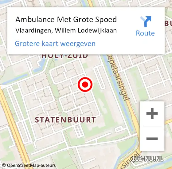 Locatie op kaart van de 112 melding: Ambulance Met Grote Spoed Naar Vlaardingen, Willem Lodewijklaan op 25 april 2024 14:10
