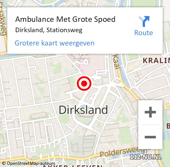 Locatie op kaart van de 112 melding: Ambulance Met Grote Spoed Naar Dirksland, Stationsweg op 25 april 2024 14:51