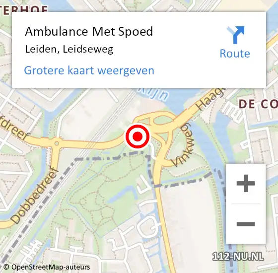 Locatie op kaart van de 112 melding: Ambulance Met Spoed Naar Leiden, Leidseweg op 25 april 2024 15:14