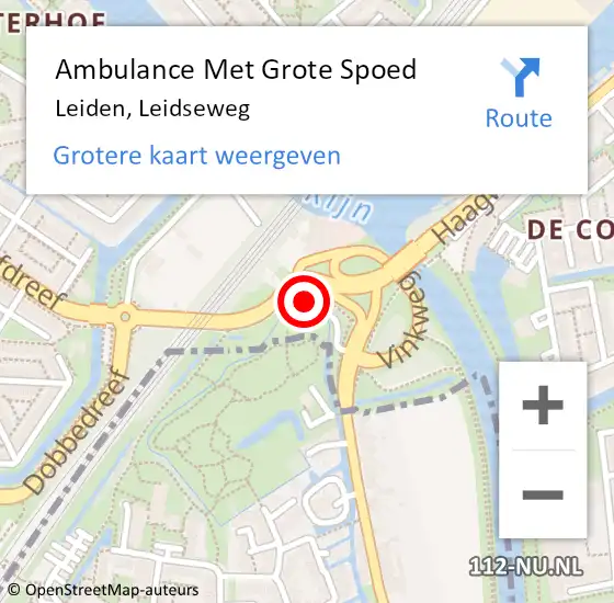 Locatie op kaart van de 112 melding: Ambulance Met Grote Spoed Naar Leiden, Leidseweg op 25 april 2024 15:16