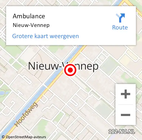 Locatie op kaart van de 112 melding: Ambulance Nieuw-Vennep op 25 april 2024 15:18