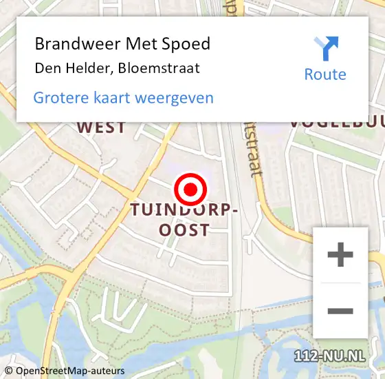 Locatie op kaart van de 112 melding: Brandweer Met Spoed Naar Den Helder, Bloemstraat op 25 april 2024 15:22