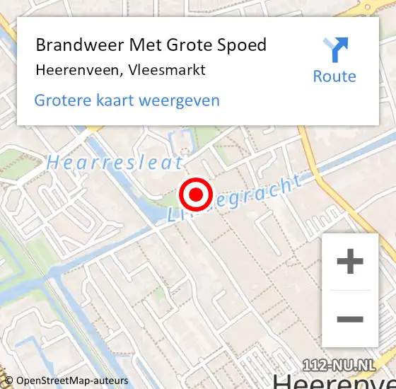 Locatie op kaart van de 112 melding: Brandweer Met Grote Spoed Naar Heerenveen, Vleesmarkt op 25 april 2024 15:23