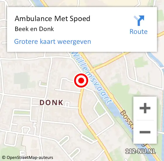 Locatie op kaart van de 112 melding: Ambulance Met Spoed Naar Beek en Donk op 25 april 2024 15:28