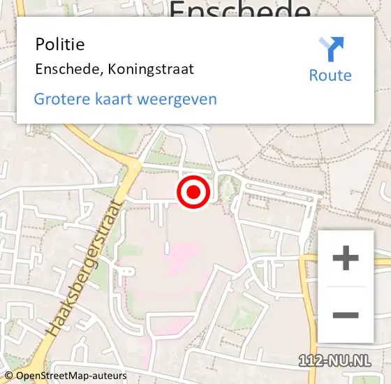 Locatie op kaart van de 112 melding: Politie Enschede, Koningstraat op 25 april 2024 15:44
