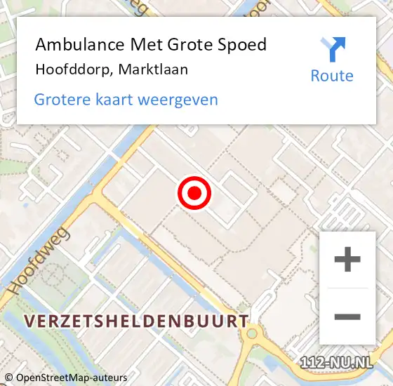 Locatie op kaart van de 112 melding: Ambulance Met Grote Spoed Naar Hoofddorp, Marktlaan op 25 april 2024 15:51