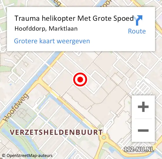 Locatie op kaart van de 112 melding: Trauma helikopter Met Grote Spoed Naar Hoofddorp, Marktlaan op 25 april 2024 15:52