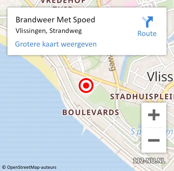 Locatie op kaart van de 112 melding: Brandweer Met Spoed Naar Vlissingen, Strandweg op 25 april 2024 15:55