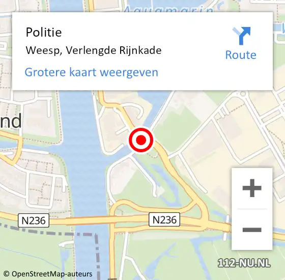 Locatie op kaart van de 112 melding: Politie Weesp, Verlengde Rijnkade op 25 april 2024 16:07