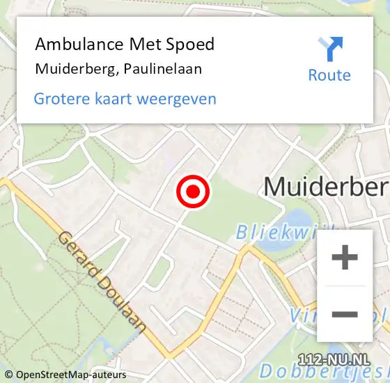 Locatie op kaart van de 112 melding: Ambulance Met Spoed Naar Muiderberg, Paulinelaan op 3 oktober 2014 16:33