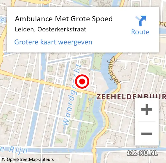 Locatie op kaart van de 112 melding: Ambulance Met Grote Spoed Naar Leiden, Oosterkerkstraat op 25 april 2024 16:08