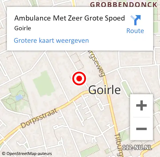 Locatie op kaart van de 112 melding: Ambulance Met Zeer Grote Spoed Naar Goirle op 25 april 2024 16:16