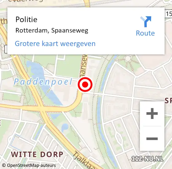 Locatie op kaart van de 112 melding: Politie Rotterdam, Spaanseweg op 25 april 2024 16:22