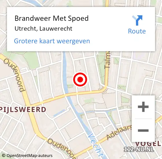 Locatie op kaart van de 112 melding: Brandweer Met Spoed Naar Utrecht, Lauwerecht op 25 april 2024 16:27