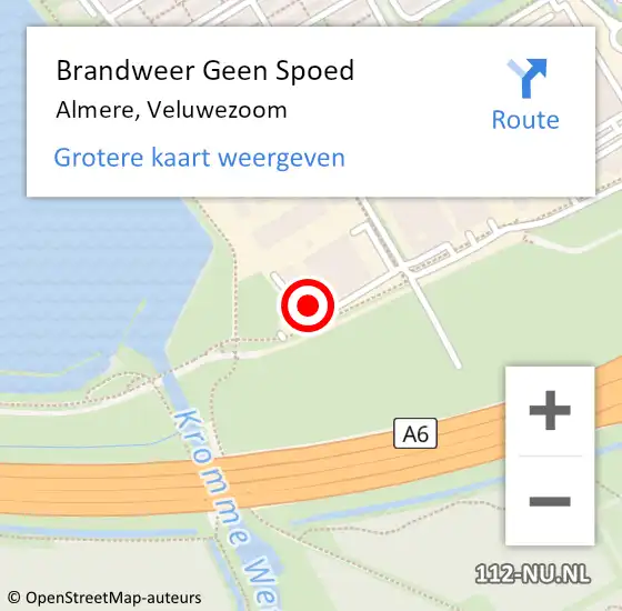 Locatie op kaart van de 112 melding: Brandweer Geen Spoed Naar Almere, Veluwezoom op 25 april 2024 16:31