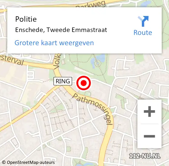 Locatie op kaart van de 112 melding: Politie Enschede, Tweede Emmastraat op 25 april 2024 16:34