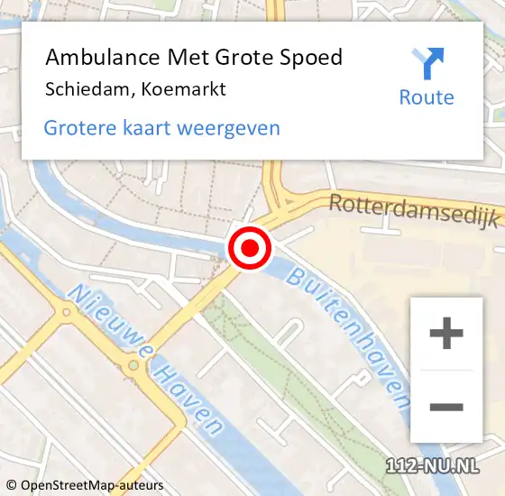 Locatie op kaart van de 112 melding: Ambulance Met Grote Spoed Naar Schiedam, Koemarkt op 25 april 2024 16:43