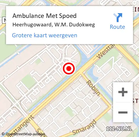 Locatie op kaart van de 112 melding: Ambulance Met Spoed Naar Heerhugowaard, W.M. Dudokweg op 25 april 2024 16:44