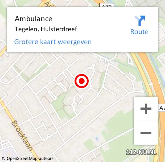 Locatie op kaart van de 112 melding: Ambulance Tegelen, Hulsterdreef op 3 oktober 2014 16:39