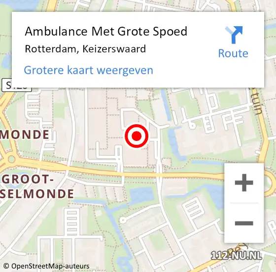 Locatie op kaart van de 112 melding: Ambulance Met Grote Spoed Naar Rotterdam, Keizerswaard op 25 april 2024 16:45