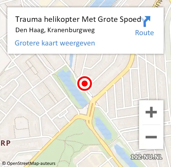 Locatie op kaart van de 112 melding: Trauma helikopter Met Grote Spoed Naar Den Haag, Kranenburgweg op 25 april 2024 17:06