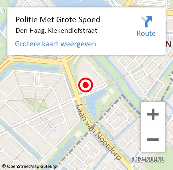 Locatie op kaart van de 112 melding: Politie Met Grote Spoed Naar Den Haag, Kiekendiefstraat op 25 april 2024 17:44