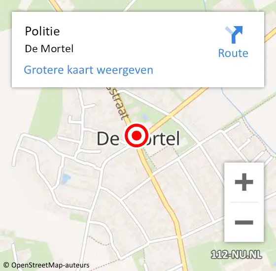 Locatie op kaart van de 112 melding: Politie De Mortel op 25 april 2024 18:02