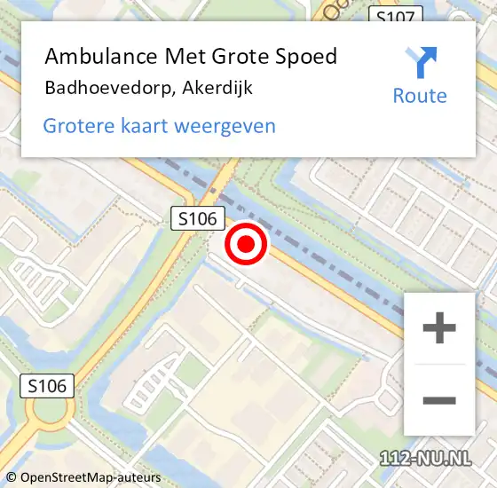 Locatie op kaart van de 112 melding: Ambulance Met Grote Spoed Naar Badhoevedorp, Akerdijk op 25 april 2024 18:07