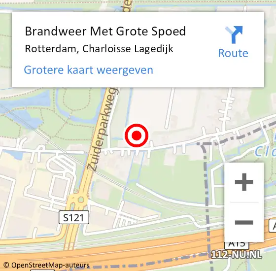 Locatie op kaart van de 112 melding: Brandweer Met Grote Spoed Naar Rotterdam, Charloisse Lagedijk op 25 april 2024 18:18