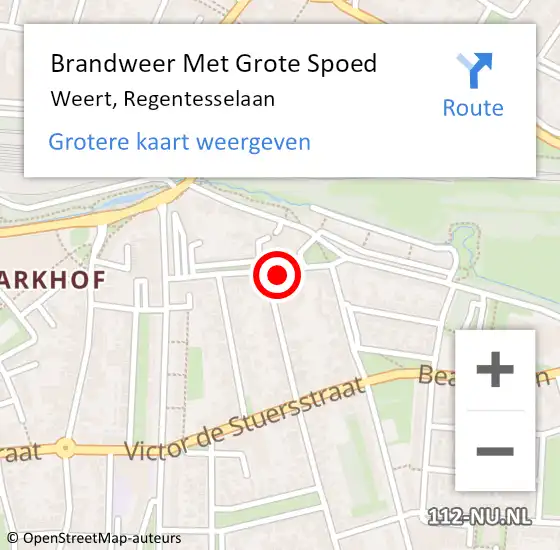 Locatie op kaart van de 112 melding: Brandweer Met Grote Spoed Naar Weert, Regentesselaan op 25 april 2024 18:57