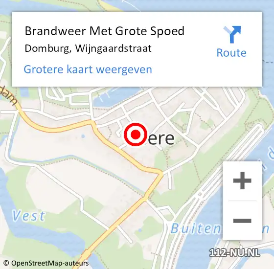 Locatie op kaart van de 112 melding: Brandweer Met Grote Spoed Naar Domburg, Wijngaardstraat op 25 april 2024 19:08