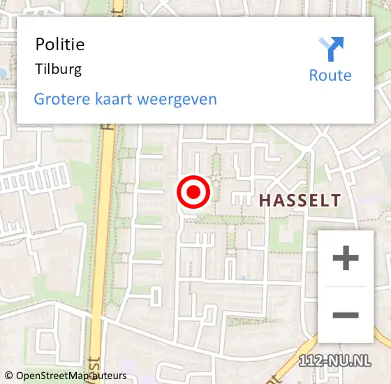 Locatie op kaart van de 112 melding: Politie Tilburg op 25 april 2024 19:14
