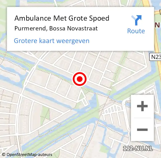 Locatie op kaart van de 112 melding: Ambulance Met Grote Spoed Naar Purmerend, Bossa Novastraat op 25 april 2024 19:29