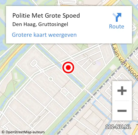 Locatie op kaart van de 112 melding: Politie Met Grote Spoed Naar Den Haag, Gruttosingel op 25 april 2024 19:32