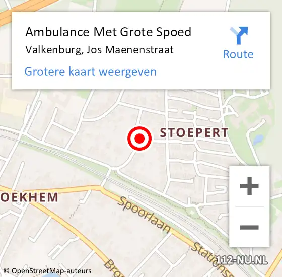 Locatie op kaart van de 112 melding: Ambulance Met Grote Spoed Naar Valkenburg, Jos Maenenstraat op 3 oktober 2014 16:58