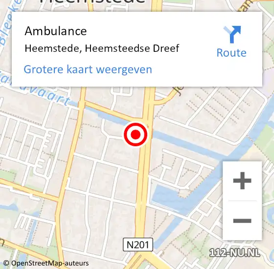 Locatie op kaart van de 112 melding: Ambulance Heemstede, Heemsteedse Dreef op 25 april 2024 19:42