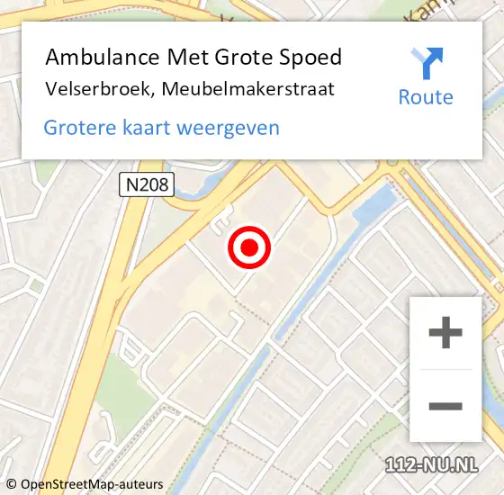 Locatie op kaart van de 112 melding: Ambulance Met Grote Spoed Naar Velserbroek, Meubelmakerstraat op 25 april 2024 19:50