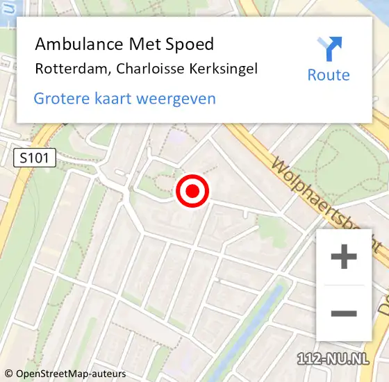 Locatie op kaart van de 112 melding: Ambulance Met Spoed Naar Rotterdam, Charloisse Kerksingel op 25 april 2024 19:52