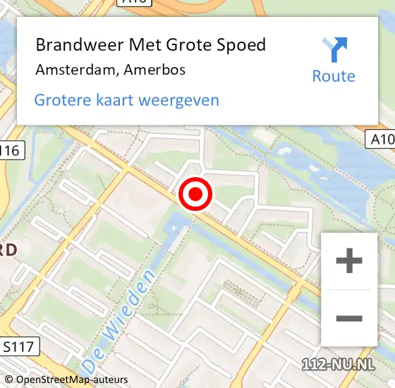 Locatie op kaart van de 112 melding: Brandweer Met Grote Spoed Naar Amsterdam, Amerbos op 25 april 2024 20:00
