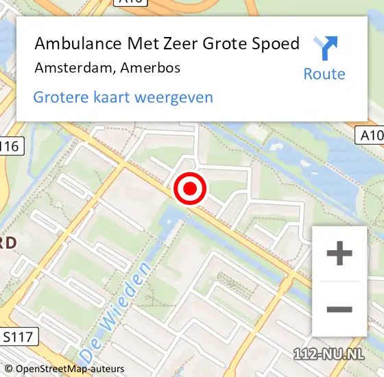 Locatie op kaart van de 112 melding: Ambulance Met Zeer Grote Spoed Naar Amsterdam, Amerbos op 25 april 2024 20:00