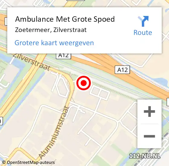 Locatie op kaart van de 112 melding: Ambulance Met Grote Spoed Naar Zoetermeer, Zilverstraat op 25 april 2024 20:02