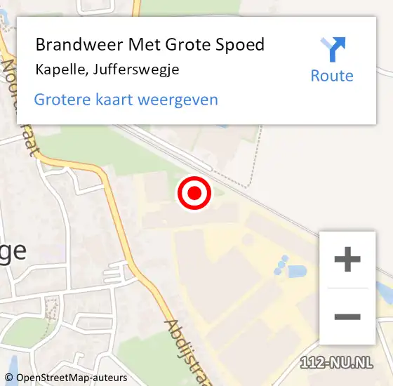 Locatie op kaart van de 112 melding: Brandweer Met Grote Spoed Naar Kapelle, Jufferswegje op 25 april 2024 20:13